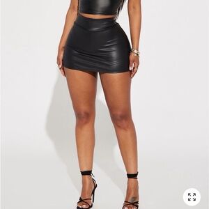 Fashion Nova Black Faux Leather Skort NWT Size XS